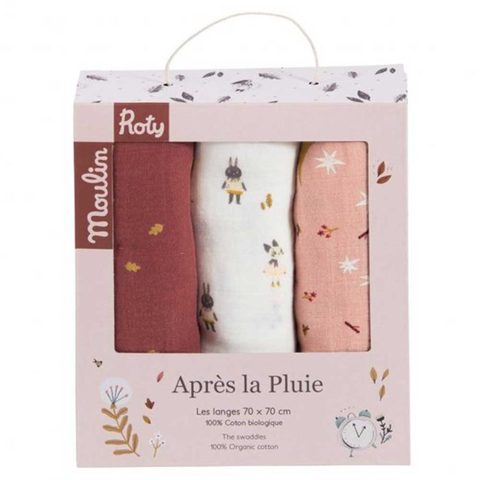 Set 3 Teli Mussola di Cotone Rosa main product photo