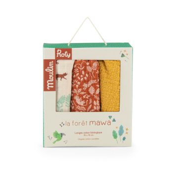 Set 3 teli mussola cotone bio serie Foresta Moulin Roty - Bindi Giochi
