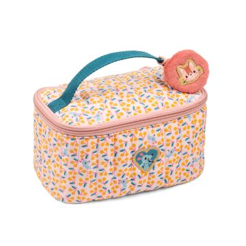 beauty case per bambini rosa gatto jeanne lilliputiens con stampe di ciliegie