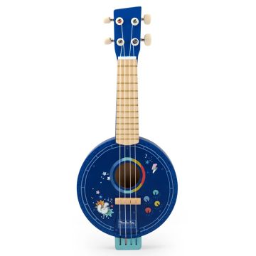 Banjo in legno Moulin Roty serie Puce & Pilou con corde metalliche primo strumento per bambini da 3 anni- Bindi Giochi