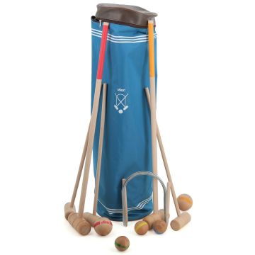 Set Croquet Famiglie Vilac legno massello 2 adulti 3 bambini gioco insieme giardino - Bindi Giochi