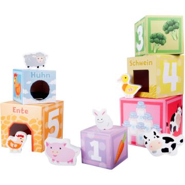 Cubi di Cartone con Animali Fattoria