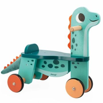 Dinosauro cavalcabile in legno Janod regalo nascita originale e di design - Bindi Giochi