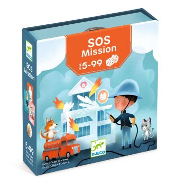 missione sos gioco da tavolo djeco per bambini a tema pompieri e animali