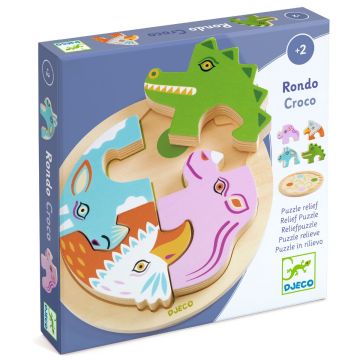 Puzzle Girotondo Rondo Croco Djeco con animali giungla in legno - Bindi Giochi