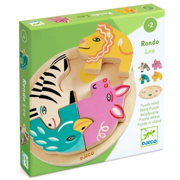 Puzzle Girotondo Rondo Leo Djeco con animali savana in legno - Bindi Giochi