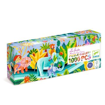 Puzzle Gallery La Fiesta Djeco 1000 pezzi parata animali colorati - Bindi Giochi