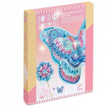 Kit creativo Djeco Costume da Fata fai da te con ali e bacchetta da decorare - Bindi Giochi