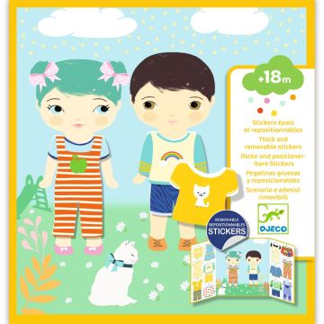 Scenario pieghevole con adesivi riposizionabili vestiti Djeco - Bindi Giochi