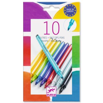 Set 10 pennarelli arcobaleno Djeco punta fine colori vivaci - Bindi Giochi