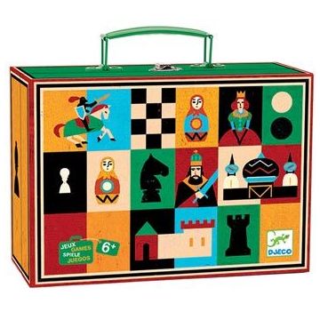 Djeco Valigetta Scacchi e Dama per Bambini  Djeco Valigetta Scacchi e Dama per Bambini
