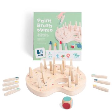Gioco Memory della Tavolozza dei Colori in legno con pennelli colorati e dado - Bindi Giochi