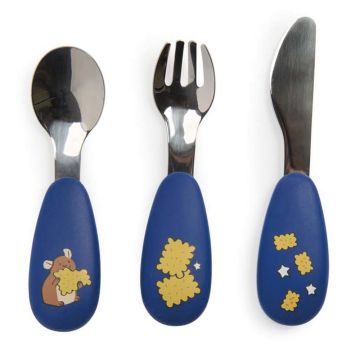 Set Posate Blu Puce & Pilou di Moulin Roty Set Posate Blu Puce & Pilou di Moulin Roty