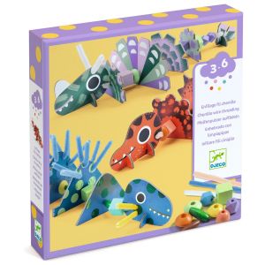 Kit creativo infilatura e perline dinosauri Djeco gioco 3D - Bindi Giochi