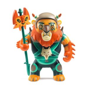 Arty Toys Ze Furious Djeco guerriero tigre clan Furious lancia totem armatura verde elmo corna 4 anni - Bindi Giochi