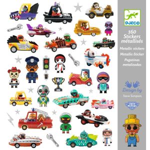 Cartellina stickers Djeco Crazy Motors con 160 adesivi metallizzati - Bindi Giochi