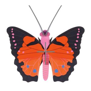 Una farfalla volpe 3D di Studio Roof dai colori arancio e nero in cartone riciclato - Bindi Giochi