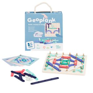 Tavola Forme Geometriche Geoplank BS Toys base pioli 33 bastoncini colorati Montessori 4 anni - Bindi Giochi