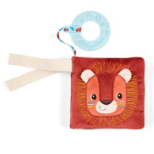 Libro in stoffa del Leone Jack Lilliputiens con detizione azzurro e gancio velcro - Bindi Giochi